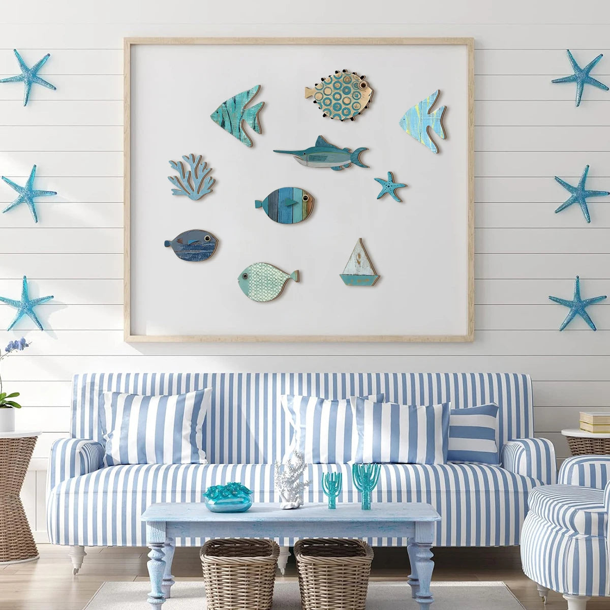 Handcrafted Wooden Ocean Wall Decor