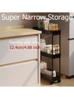 Slim Rolling Storage Cart Storage Cart Organizer Rolling Utility Cart,Room Decor,Bathroom Decor,Mobile Shelving Unit Slide Out Storage Shelves For Kitchen Living Room Bathroom Laundry Room & Dressers - Image 13