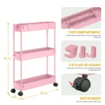 Slim Rolling Storage Cart Storage Cart Organizer Rolling Utility Cart,Room Decor,Bathroom Decor,Mobile Shelving Unit Slide Out Storage Shelves For Kitchen Living Room Bathroom Laundry Room & Dressers - Image 2